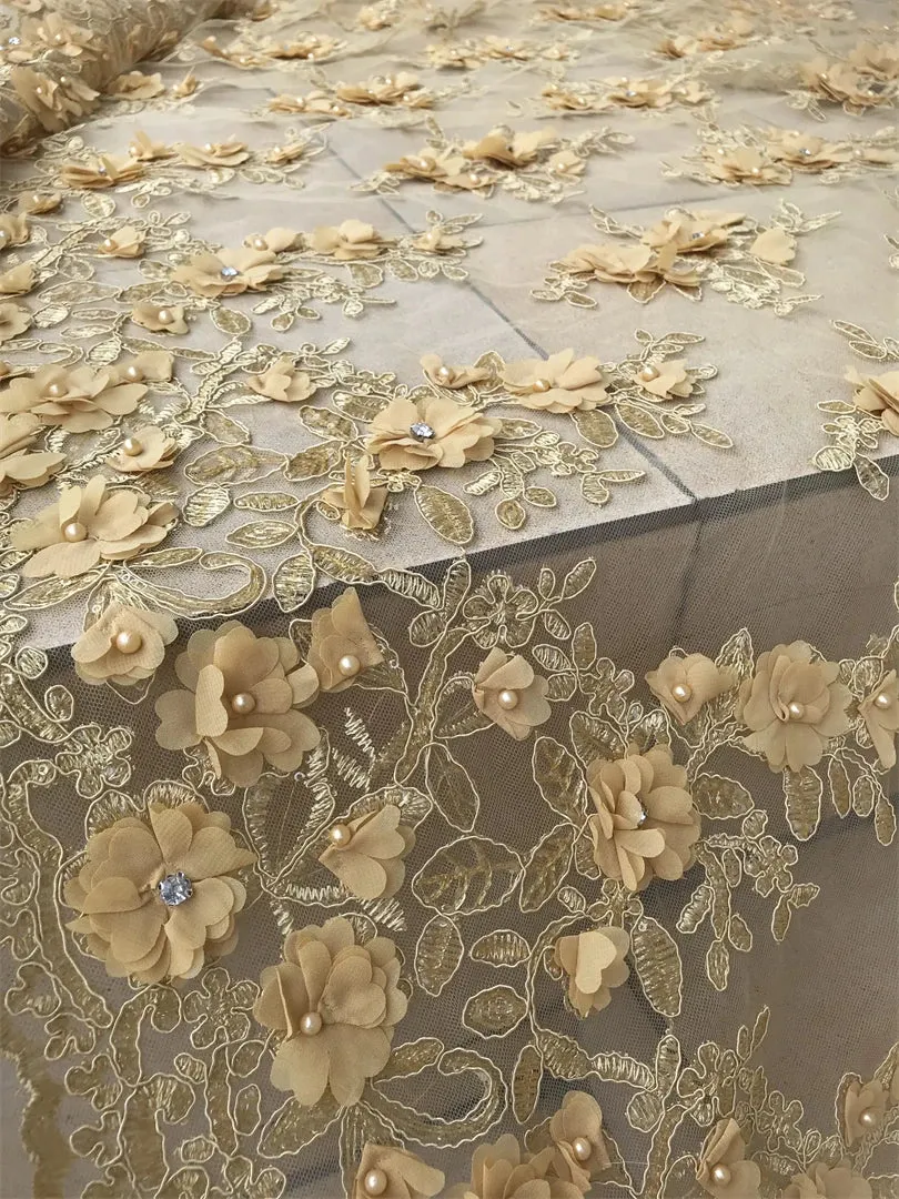 5 YARDS / 9 COLORS / Diamanths Floral Beaded Embroidery Glitter Mesh Lace  Party Prom Bridal Dress Fabric