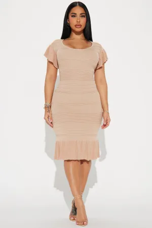 Addison Ruffle Mini Dress - Beige