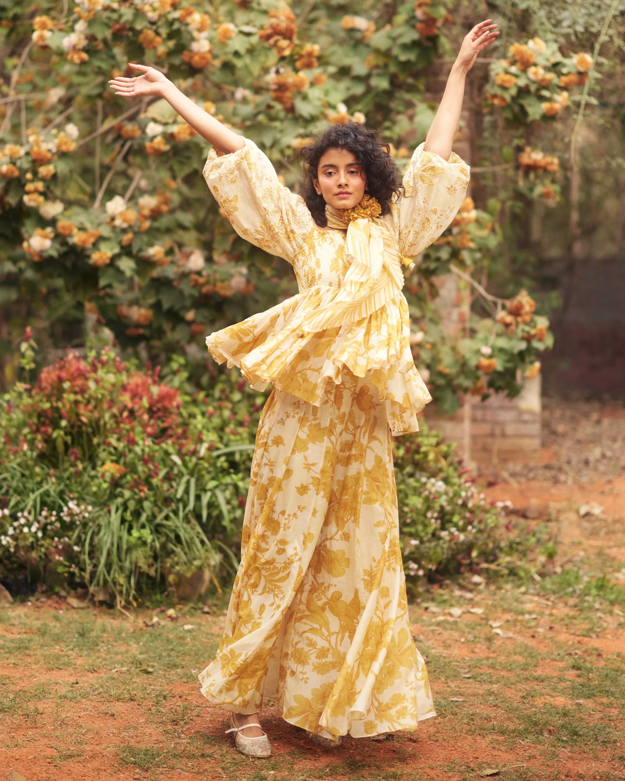 Aveza Yellow Peplum Set