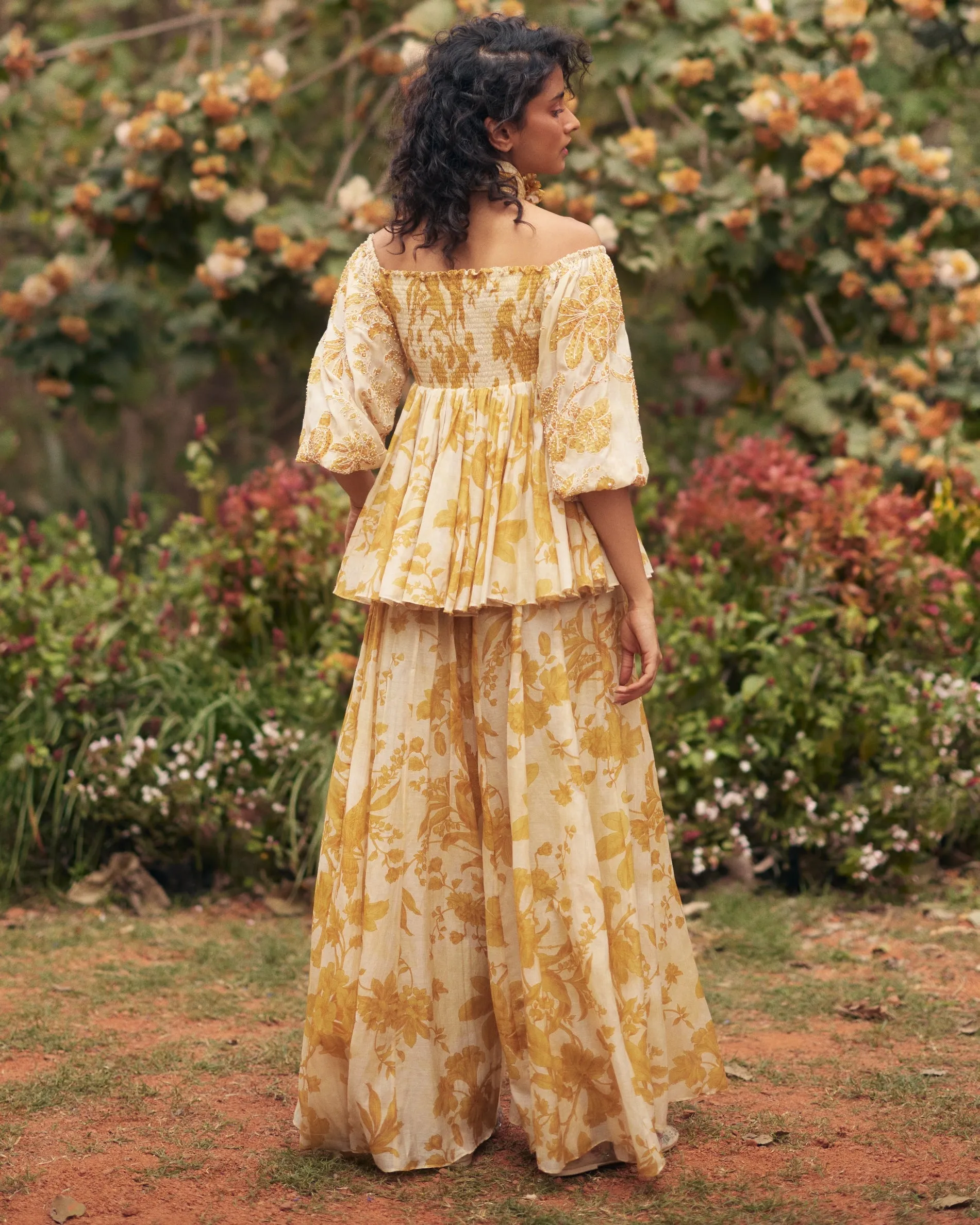 Aveza Yellow Peplum Set