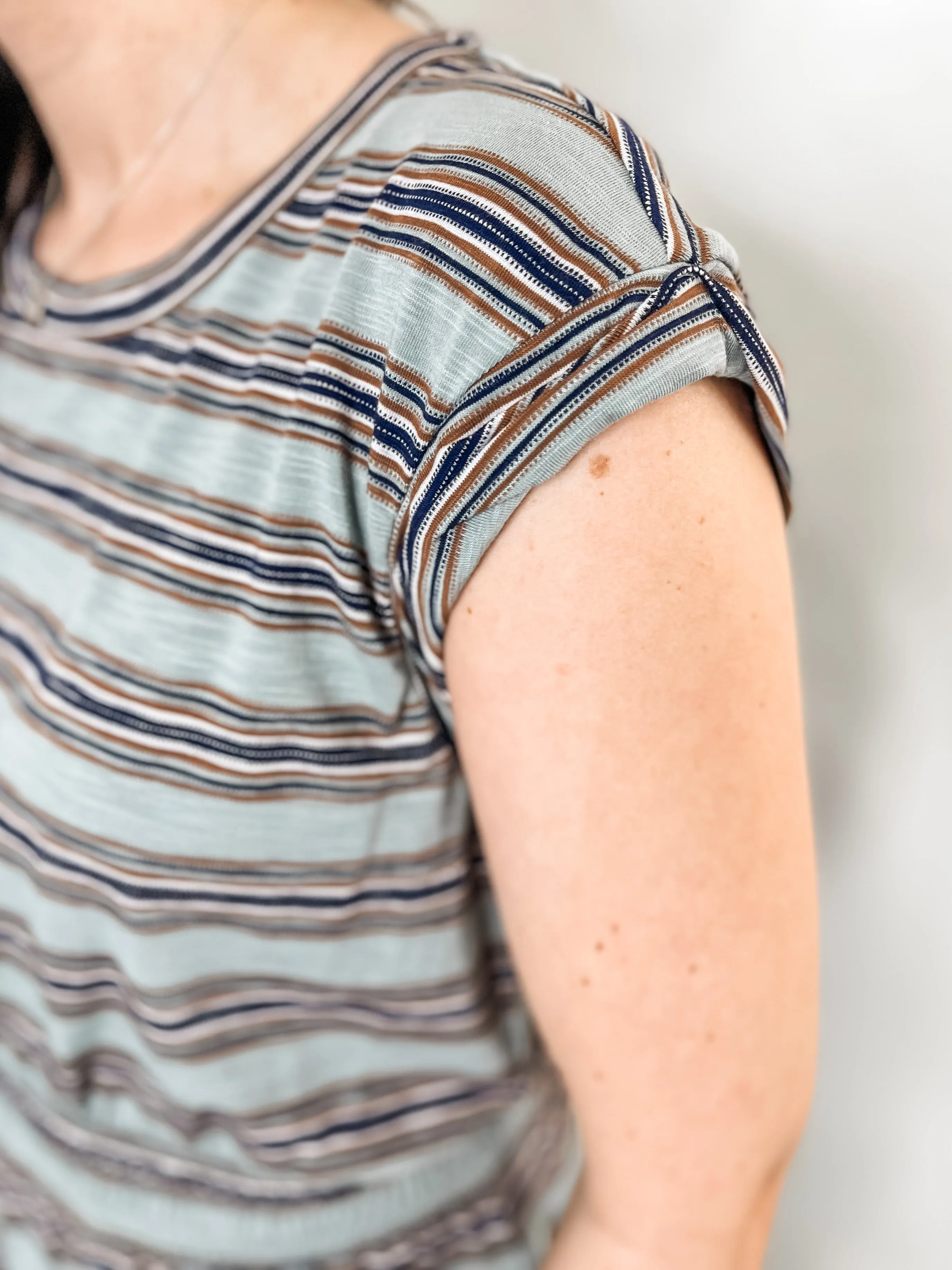 Driftwood Stripe Peplum Knit Top