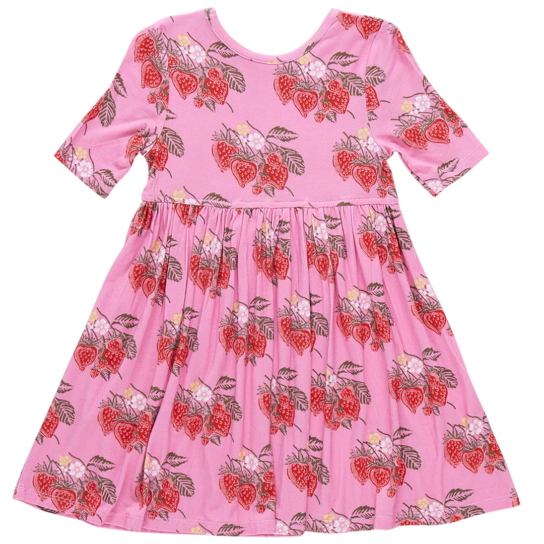 Girls Bamboo Steph Dress - Pink Wild Strawberries