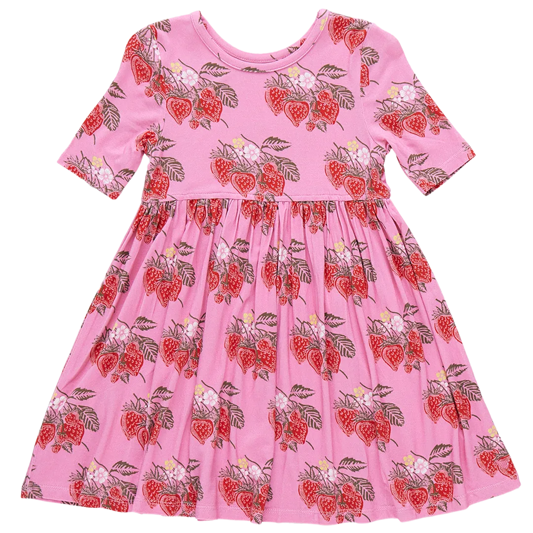 Girls Bamboo Steph Dress - Pink Wild Strawberries