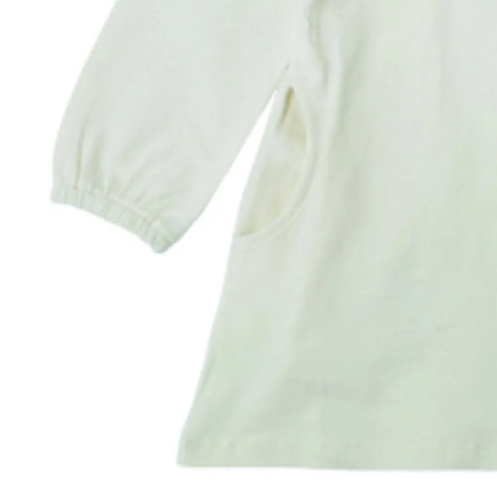 Girls Lapel Long Sleeve Poket Dress