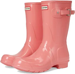 Hunter Women's Original Short Gloss Rain Boot, Medium Pink, 10