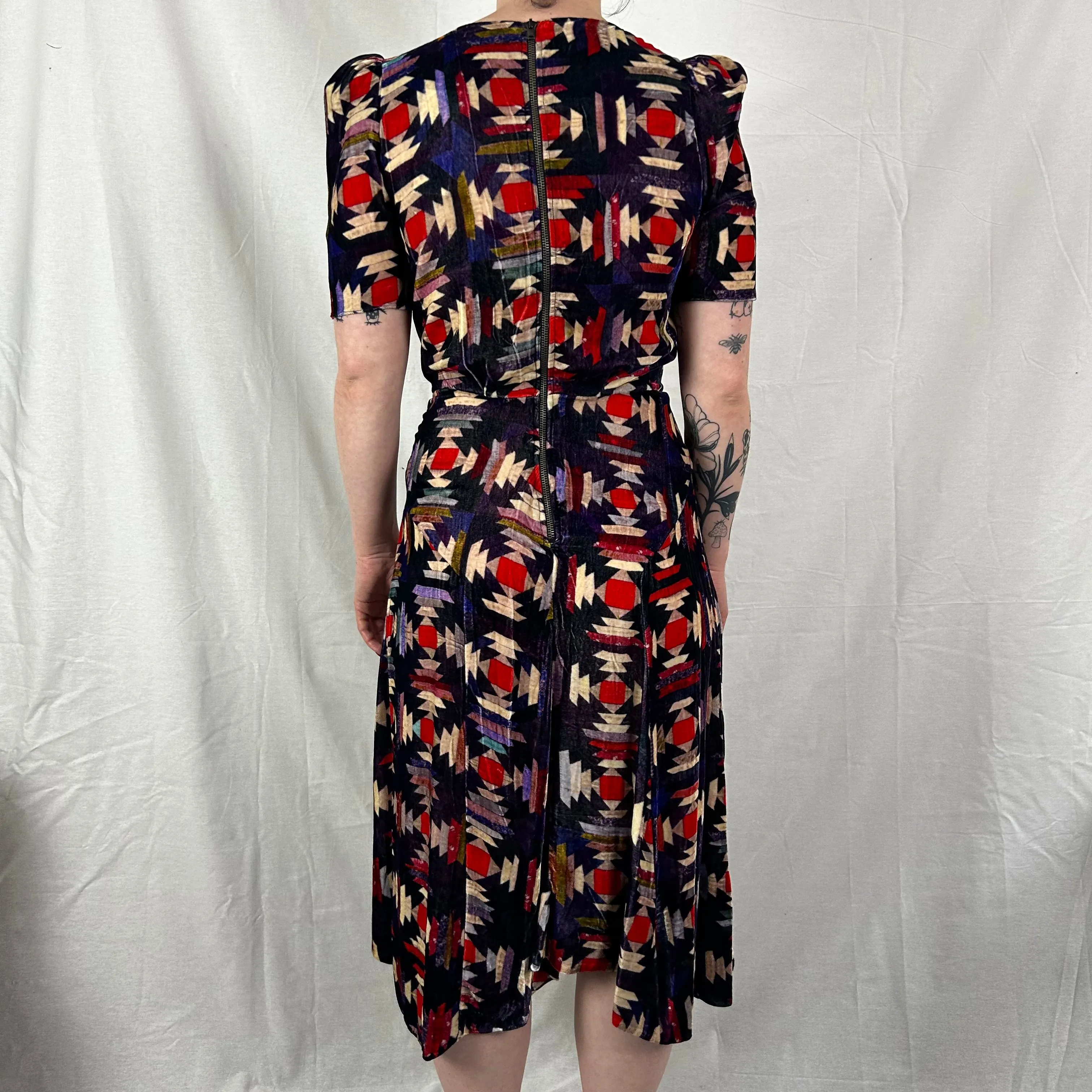 Isabel Marant Brand New £860 Aztec Print Silk Velvet Midi Dress XS