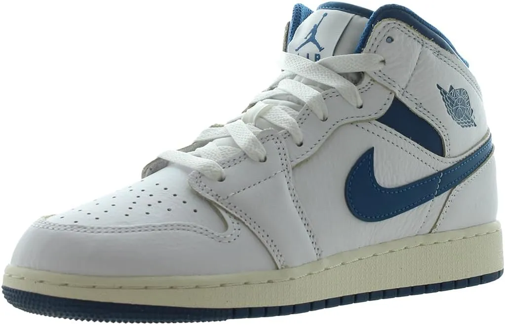 Jordan Big Kid's 1 Mid SE White/Industrial Blue-Sail (FN7432 141) - 6