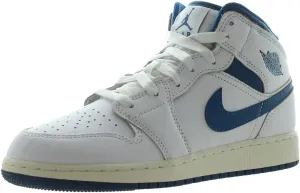 Jordan Big Kid's 1 Mid SE White/Industrial Blue-Sail (FN7432 141) - 6