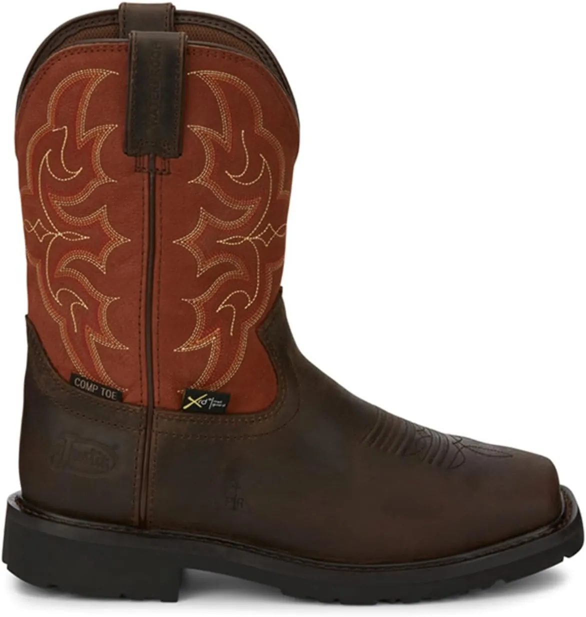 Justin Men's Ricochet Waterproof Western Work Boot Composite Toe Met Guard - Se3007