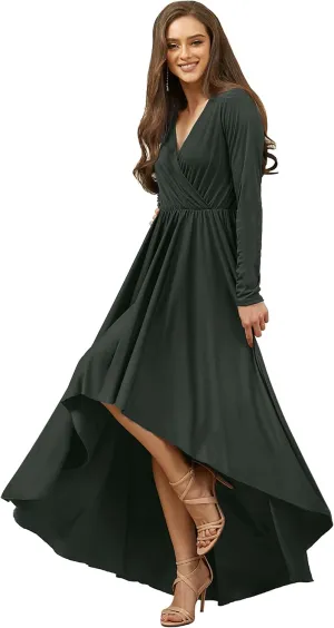KOH KOH Womens Sleeve Wrap Slit Formal Fall Winter Cocktail Gown