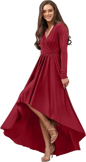 KOH KOH Womens Sleeve Wrap Slit Formal Fall Winter Cocktail Gown
