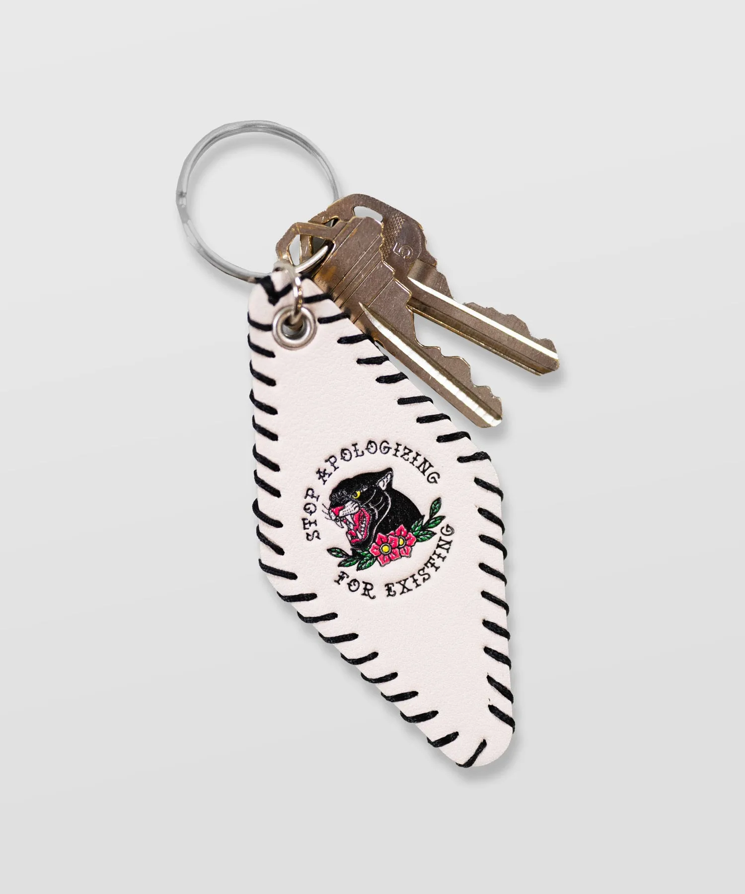 Panther Leather Keychain