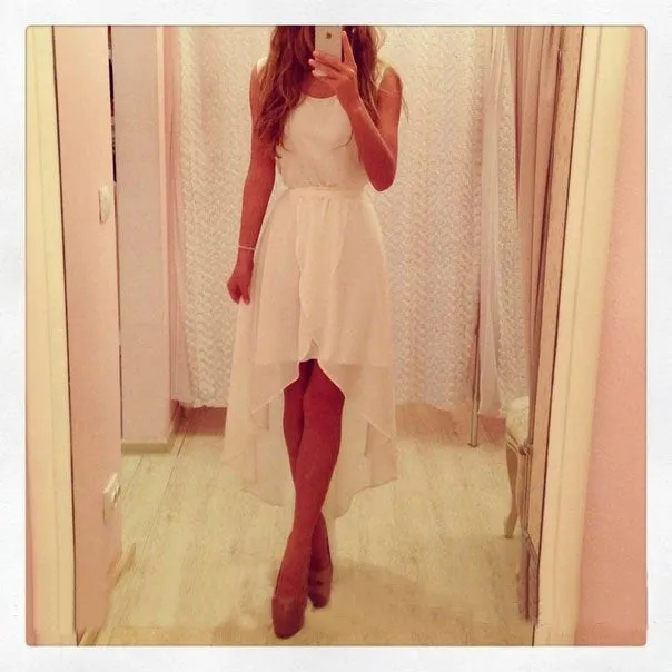 Pure Color Sleeveless Scoop Chiffon Irregular Dress