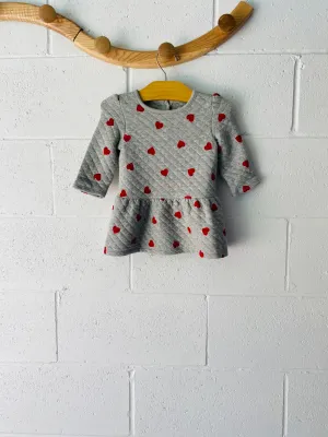 Quilted Hearts Peplum Dress, 6-12 months