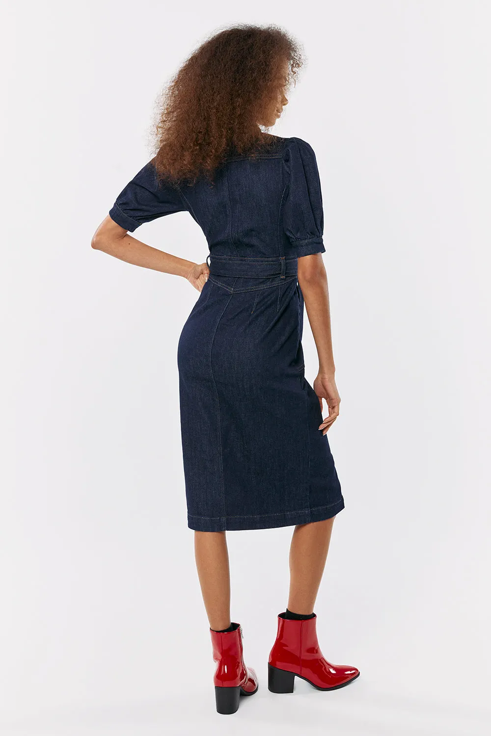 Rinse Wash Zip Detail Denim Dress