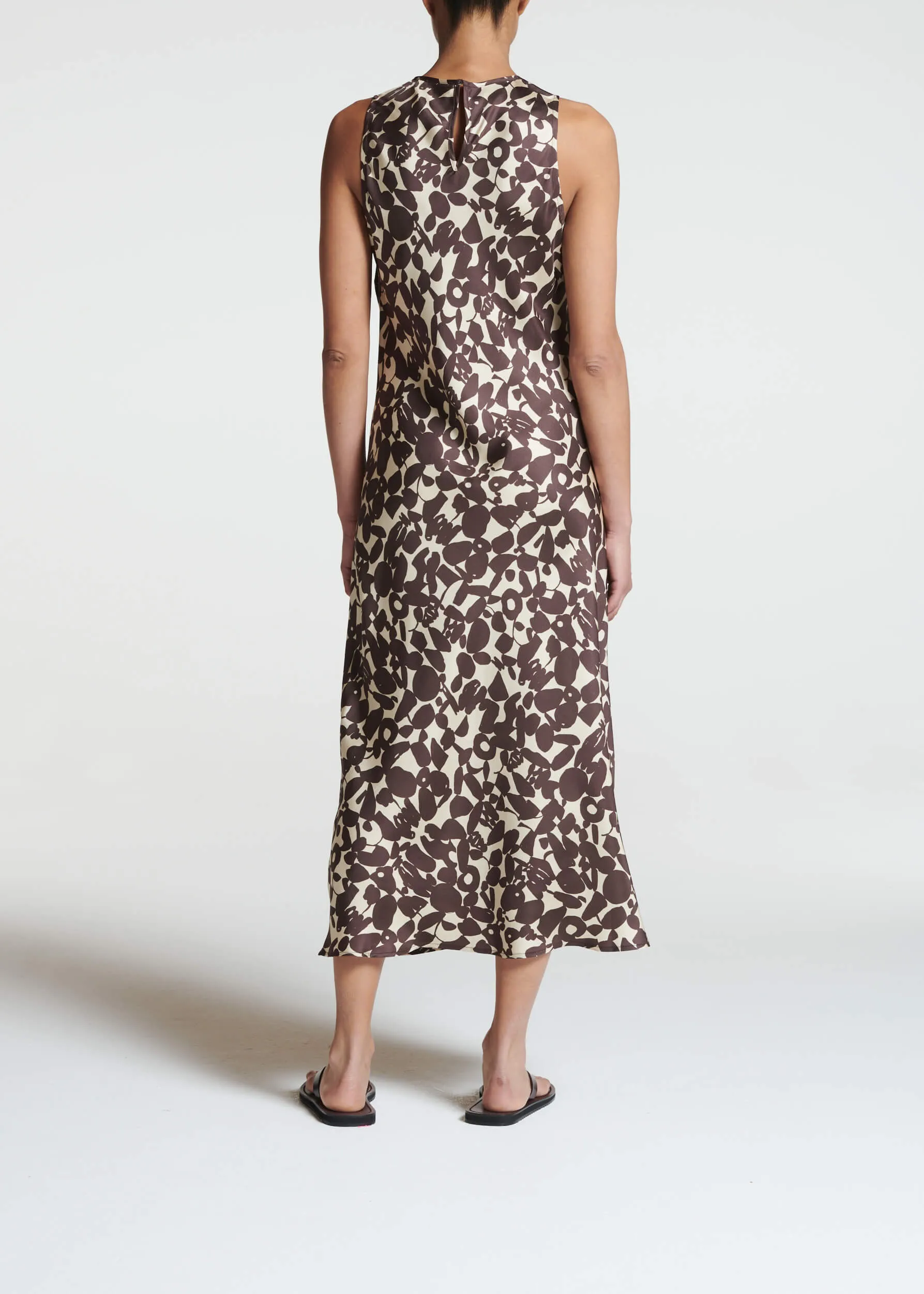 Valentina Dress Espresso Pebble Silk Twill