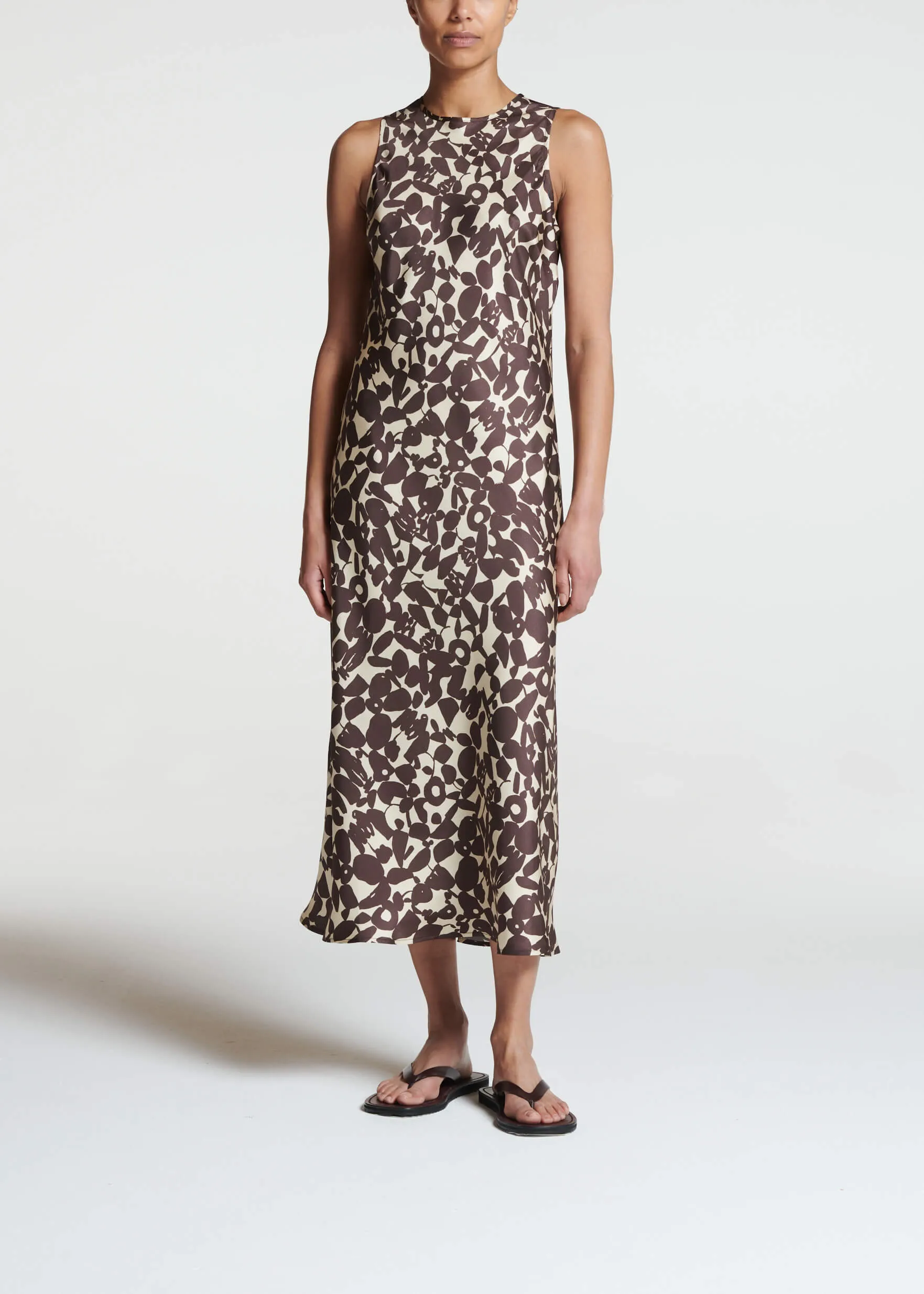 Valentina Dress Espresso Pebble Silk Twill