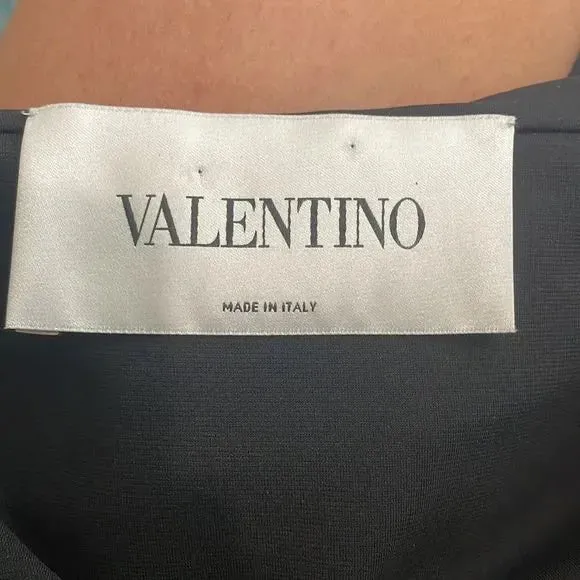 Valentino Black Ruffle Front Midi Dress