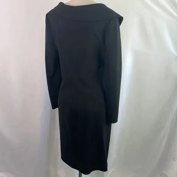 Valentino Black Ruffle Front Midi Dress