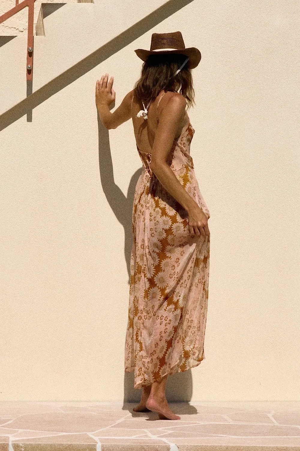 Where You Lead Silk   Lace Maxi Slip Dress - Daisy