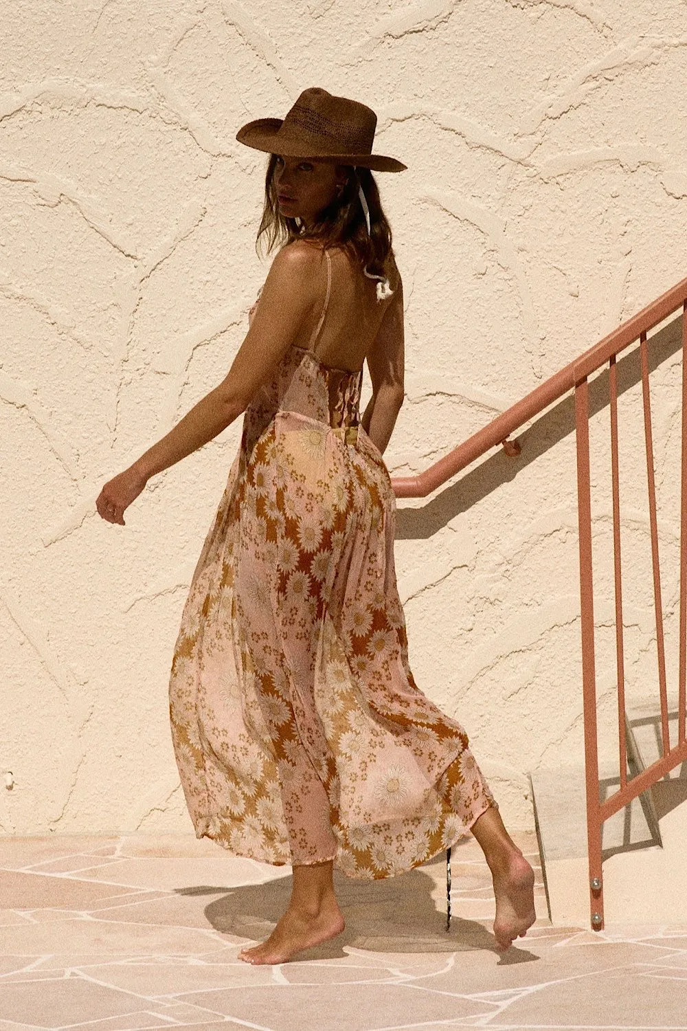 Where You Lead Silk   Lace Maxi Slip Dress - Daisy