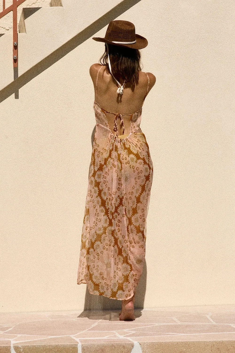 Where You Lead Silk   Lace Maxi Slip Dress - Daisy