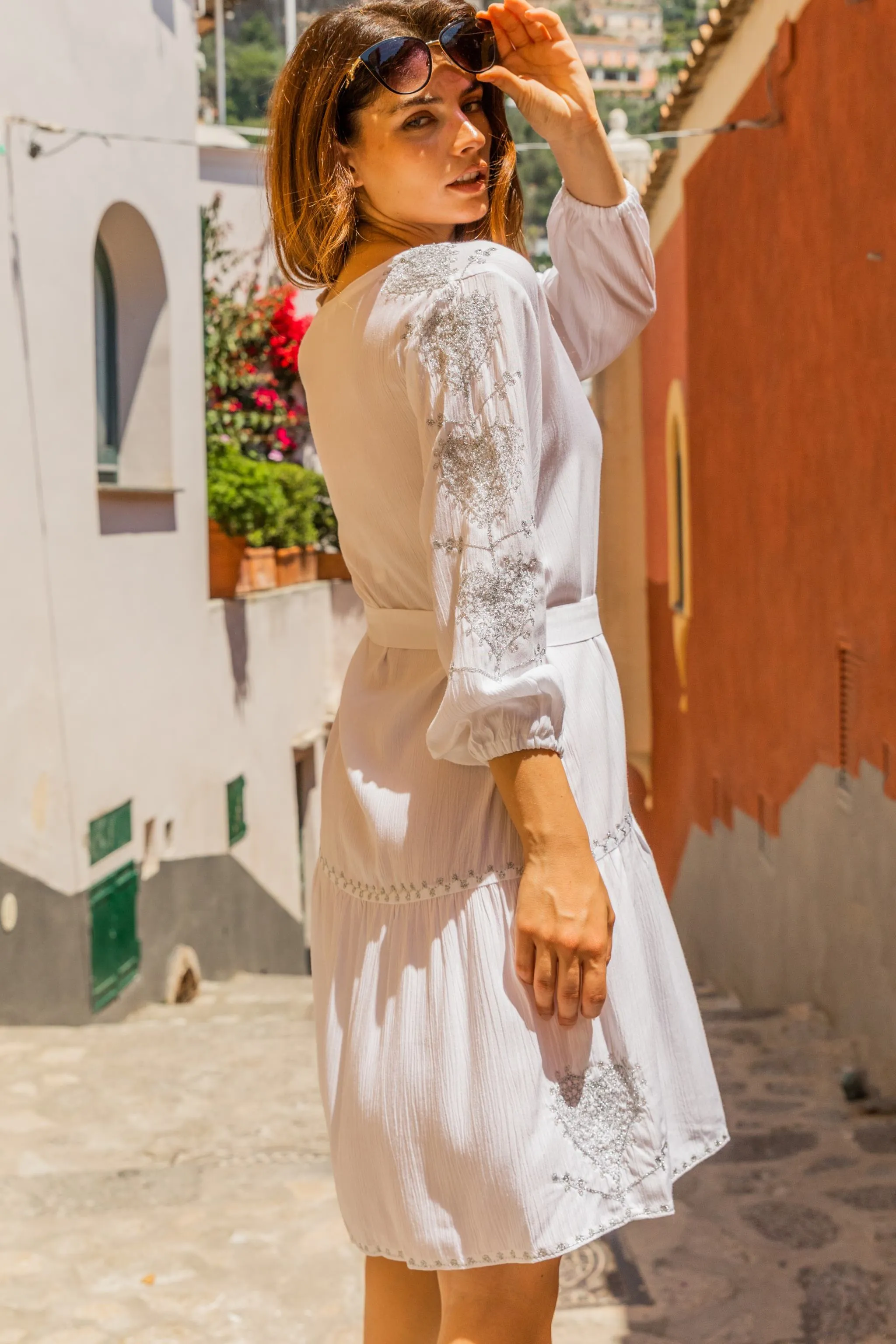 White Silver Plus Size Beach Dress