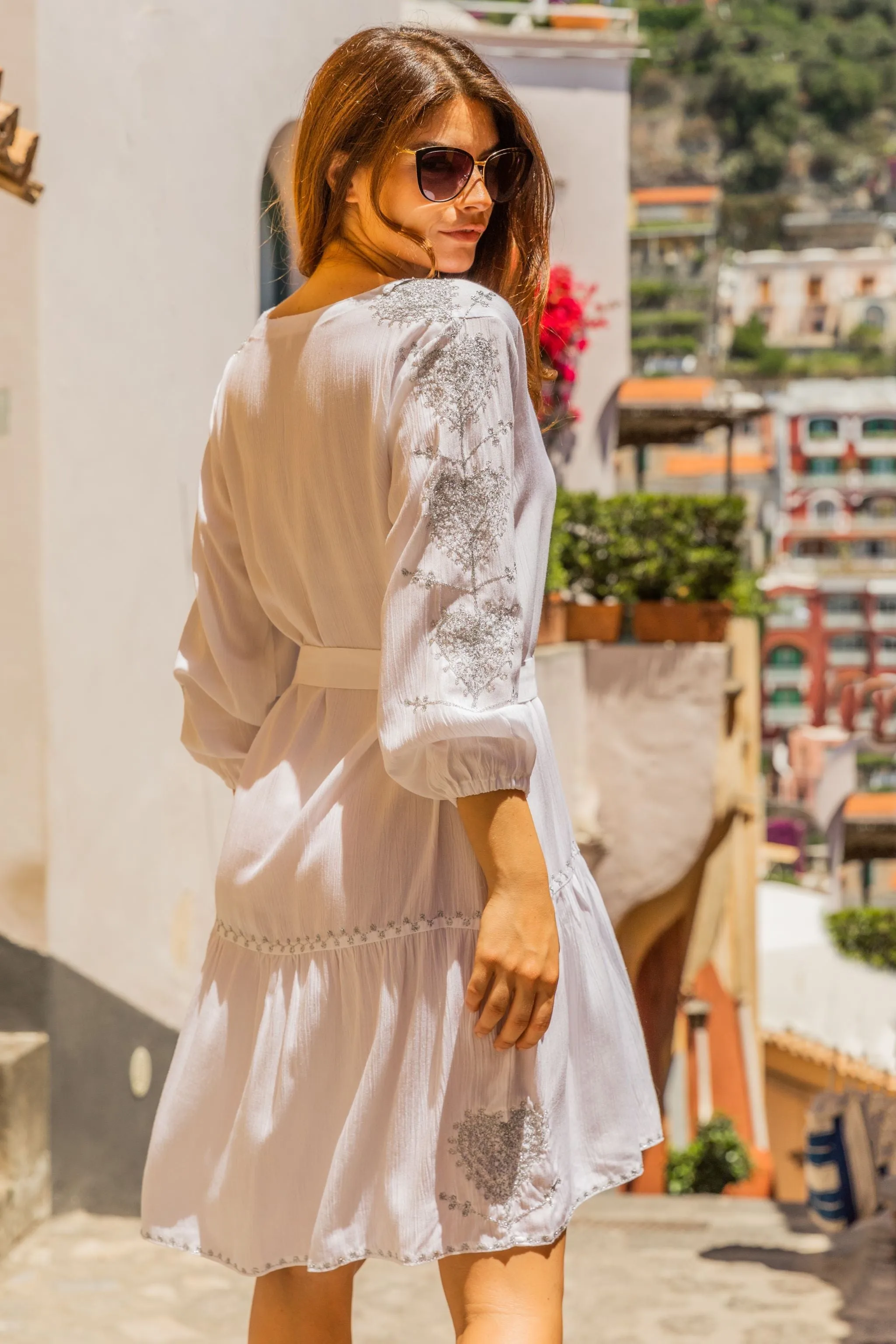 White Silver Plus Size Beach Dress
