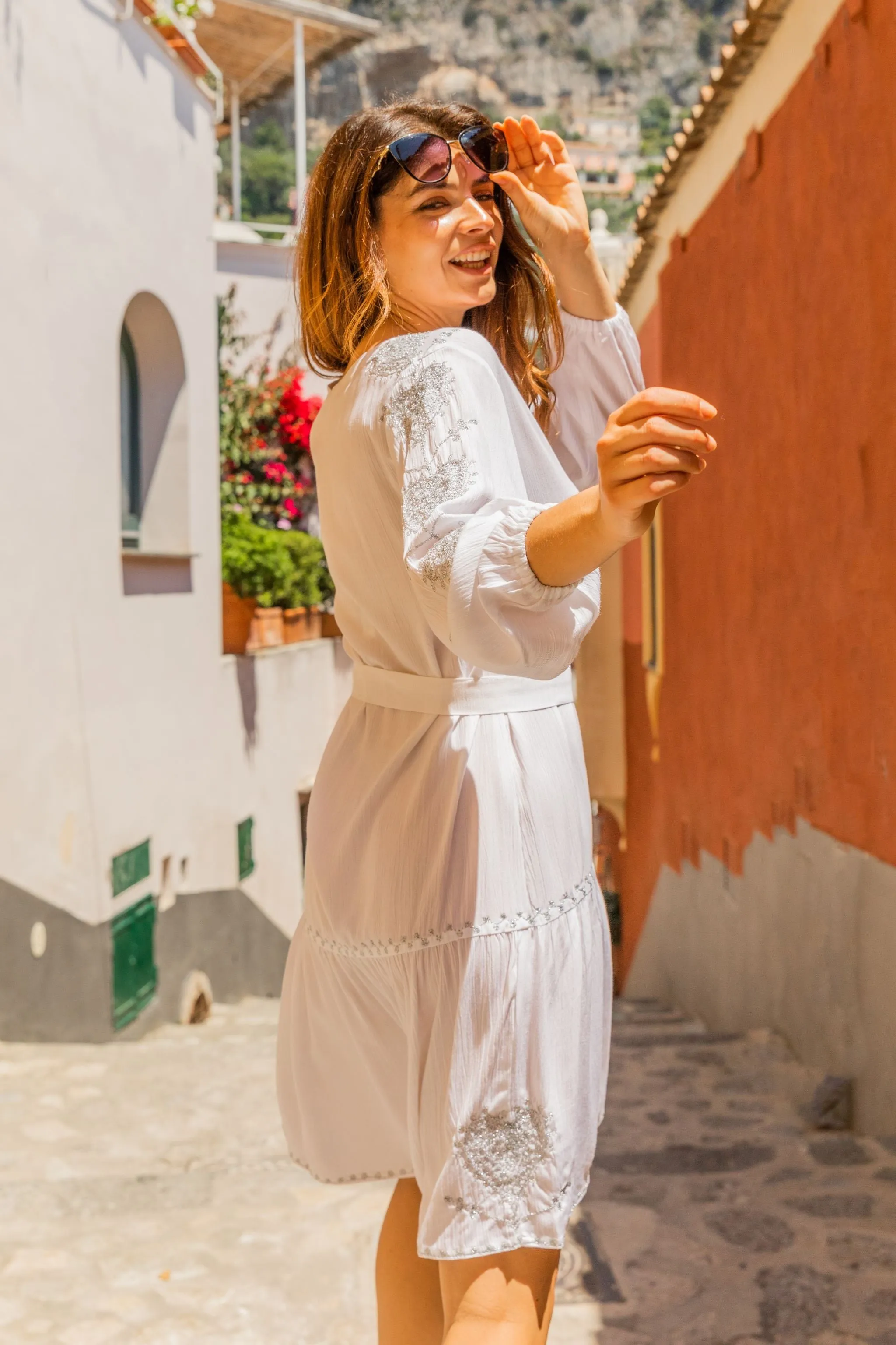 White Silver Plus Size Beach Dress