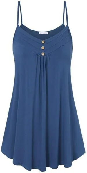 Women Slip Dresses Button Front V Neck Swing Sundress A Line Pleated Tshirt Dress Summer Boho Beach Dress Plus Size