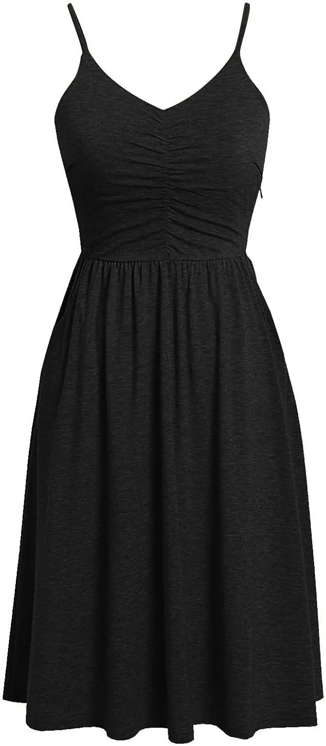 Womens Summer Casual Sundresses Solid Boho Maxi Dresses Tank Dress Vest Sling Dress Vacation Mini Dress