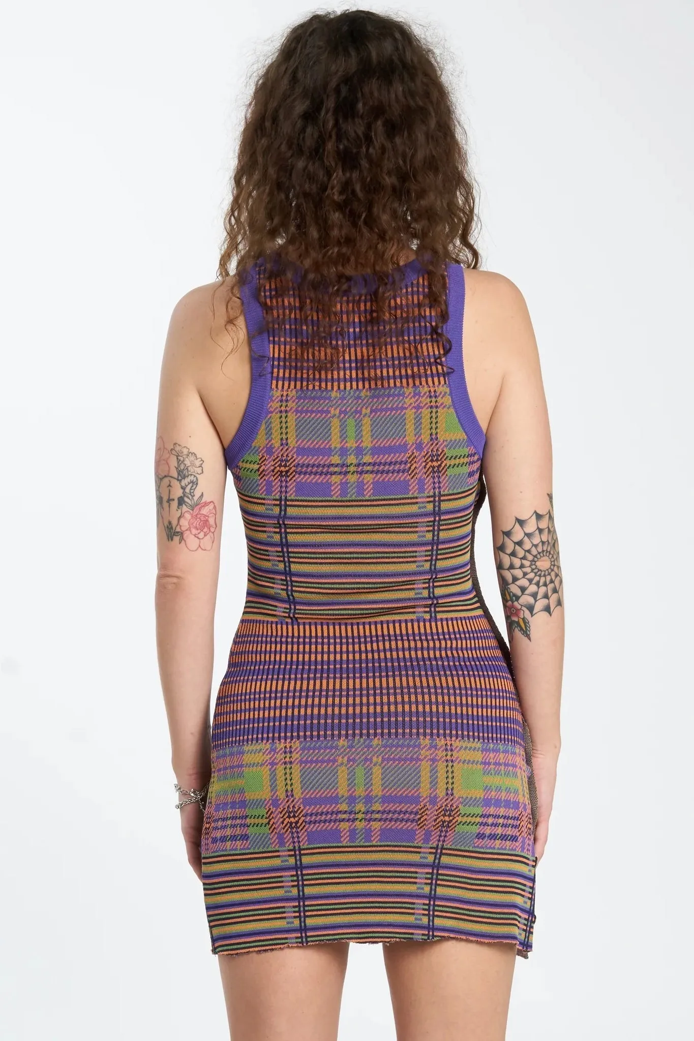 WORSHIP SUPPLIES ALLSORTS KNIT MINI DRESS - CANDY PLAID
