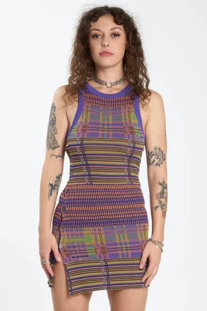 WORSHIP SUPPLIES ALLSORTS KNIT MINI DRESS - CANDY PLAID